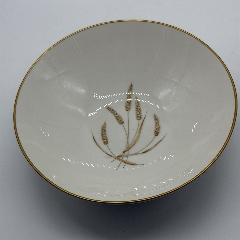 Noritake Harveston Serving Bowl Ivory w/ Gold Trim 7524‎ Wheat 9" Mint MCM